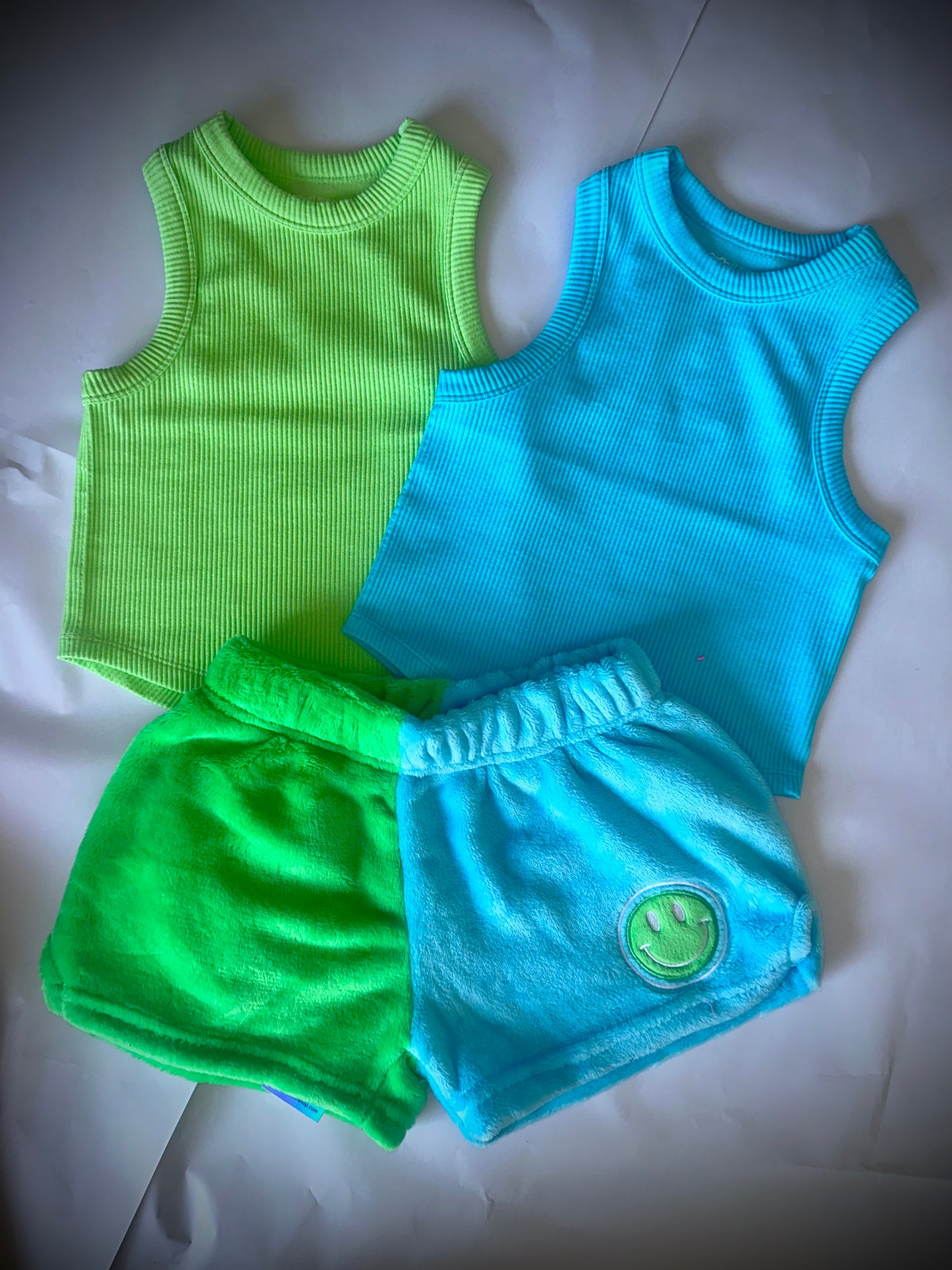 Smiley Color Block Plush Shorts