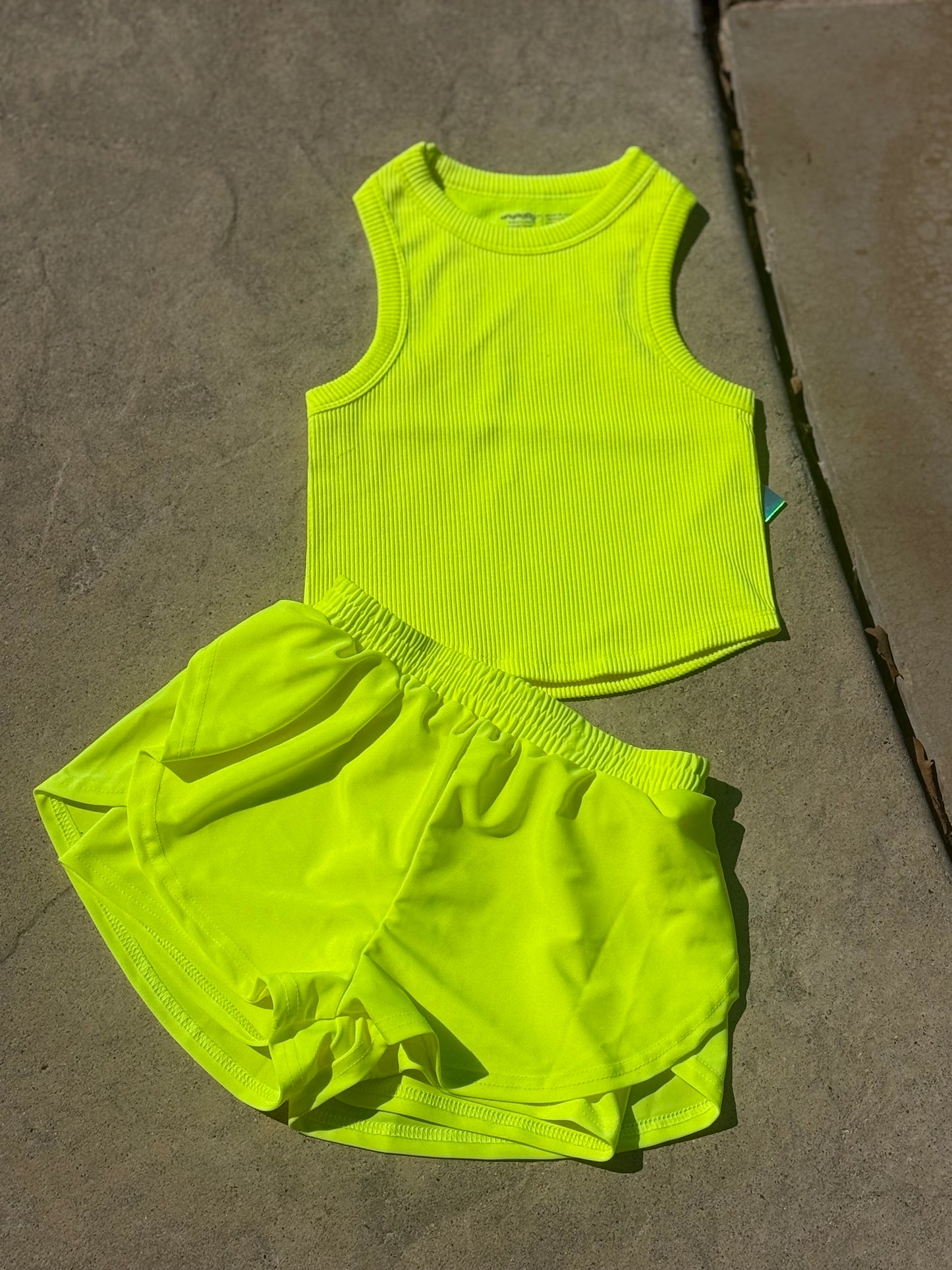 Neon track shorts
