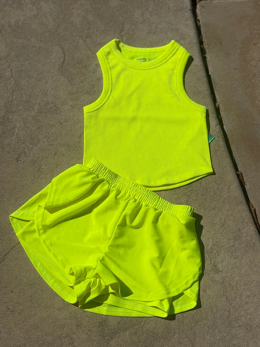 Neon track shorts